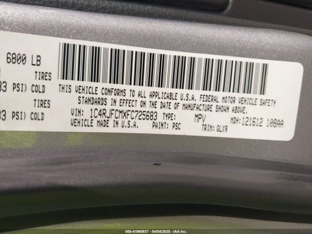 1C4RJFCMXFC725683 Jeep Grand Cherokee Overland