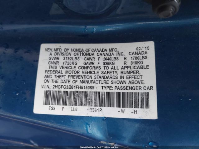 2HGFG3B81FH515069 Honda CIVIC EX