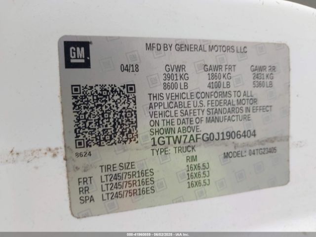 1GTW7AFG0J1906404 GMC Savana 2500 Work Van