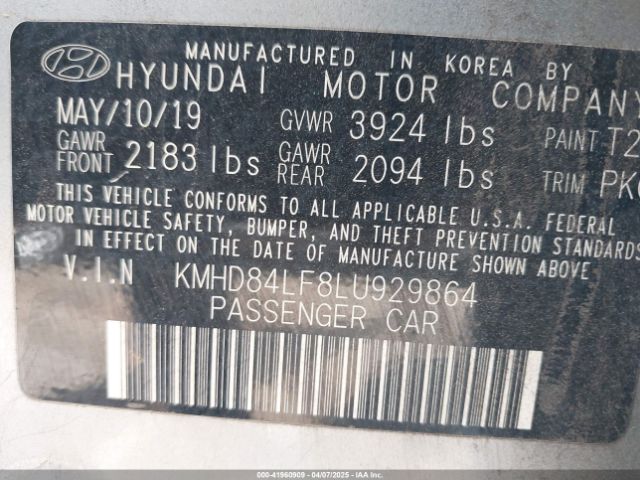 KMHD84LF8LU929864 Hyundai Elantra Value Edition