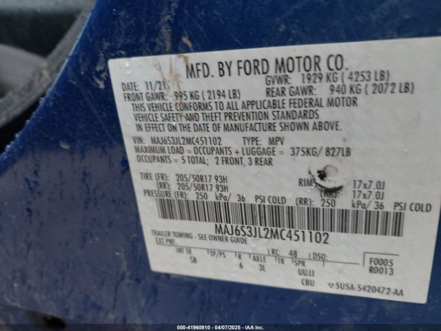 MAJ6S3JL2MC451102 Ford Ecosport Ses