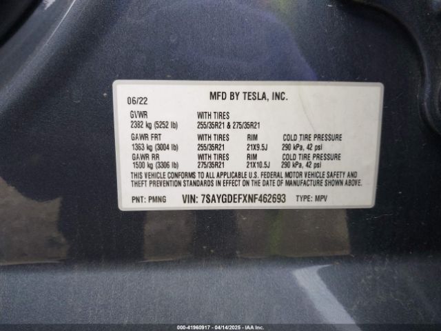 2022 TESLA MODEL Y 7SAYGDEFXNF462693 Photo 8