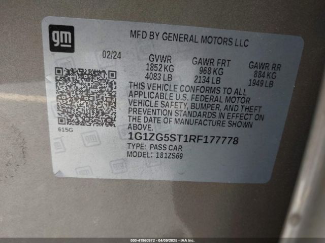 1G1ZG5ST1RF177778 Chevrolet Malibu Fwd Rs