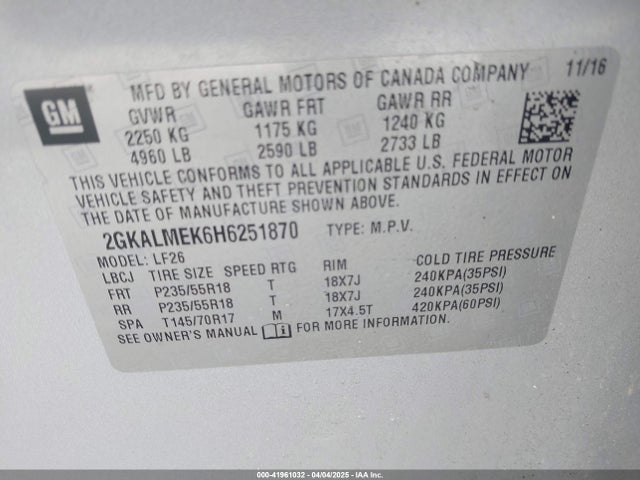 2GKALMEK6H6251870 GMC Terrain Sle-1