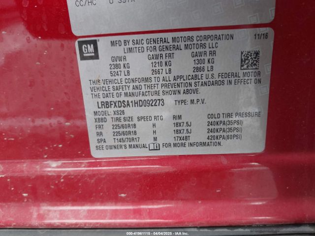 LRBFXDSA1HD092273 Buick Envision Essence