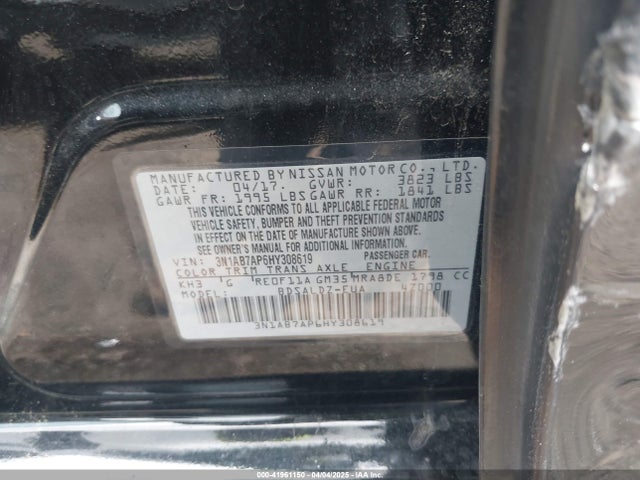 3N1AB7AP6HY308619 Nissan SENTRA SV