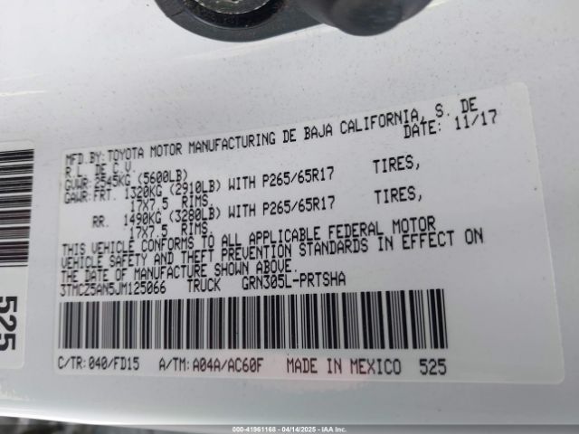 3TMCZ5AN5JM125066 Toyota Tacoma Trd Sport
