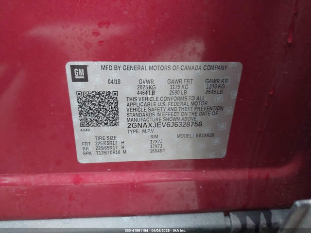 Chevrolet EQUINOX LT 2018 2GNAXJEV6J6328758 Image 9