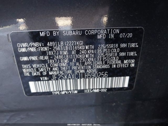 JF2SKAXC1LH590256 Subaru Forester Touring