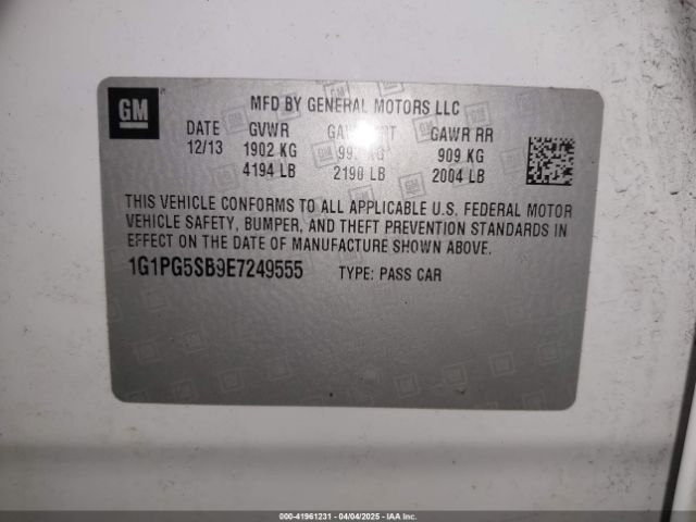 1G1PG5SB9E7249555 Chevrolet CRUZE LTZ