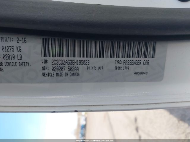 2C3CDZAG3GH195023 Dodge Challenger Sxt