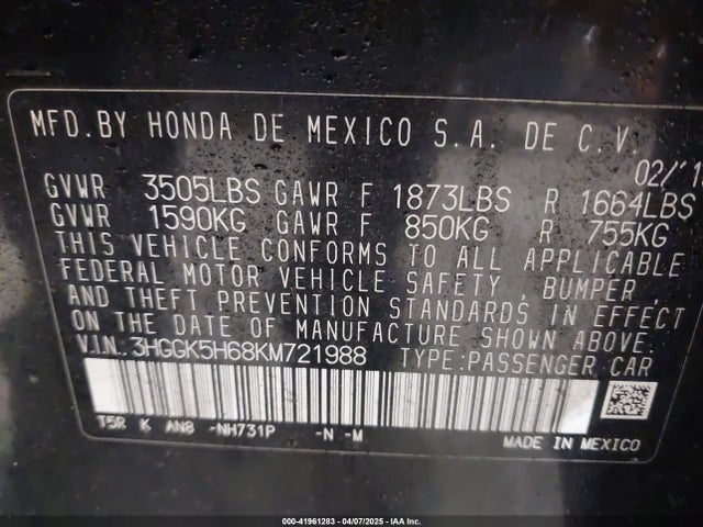 3HGGK5H68KM721988 Honda Fit Sport