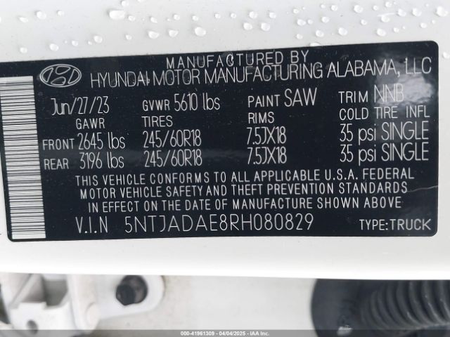 5NTJADAE8RH080829 Hyundai Santa Cruz Se