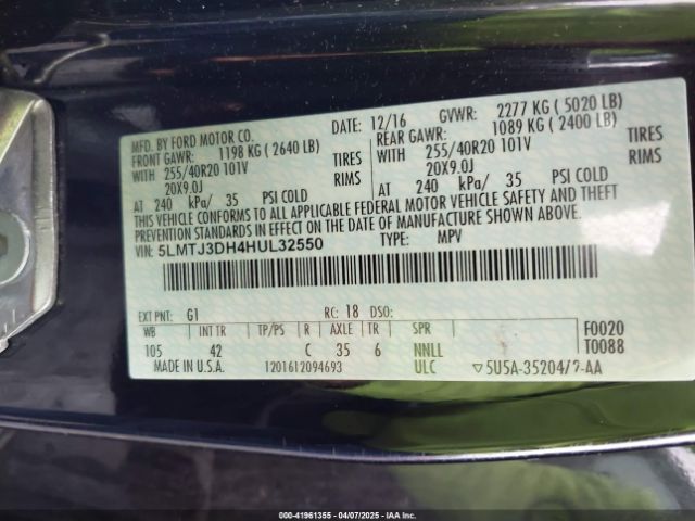 5LMTJ3DH4HUL32550 Lincoln Mkc Reserve