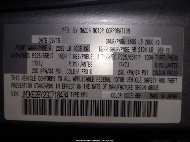 JM3KE2BY2G0718434 Mazda CX-5 SPORT
