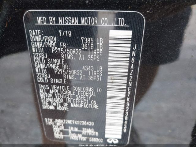 JN8AZ2NE7K9238439 Infiniti Qx80 Limited