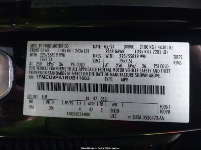 1FMCU9PA1RUB11663 Ford Escape St-line Elite