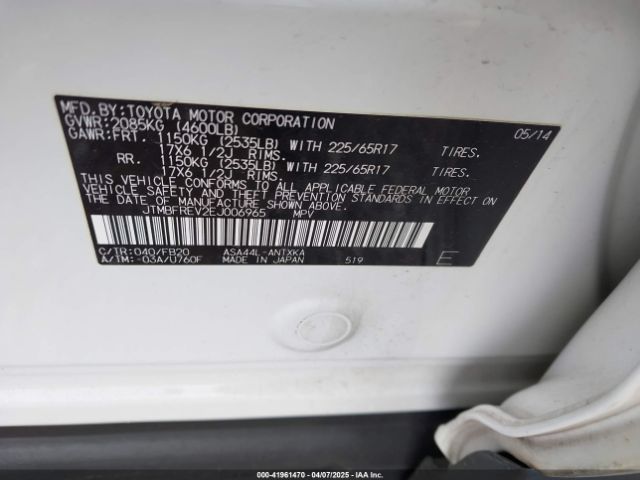 JTMBFREV2EJ006965 Toyota RAV4 LE