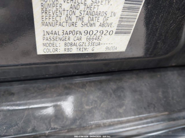 1N4AL3AP0FN902920 Nissan Altima 2.5/2.5 S/2.5 Sl/2.5 Sv