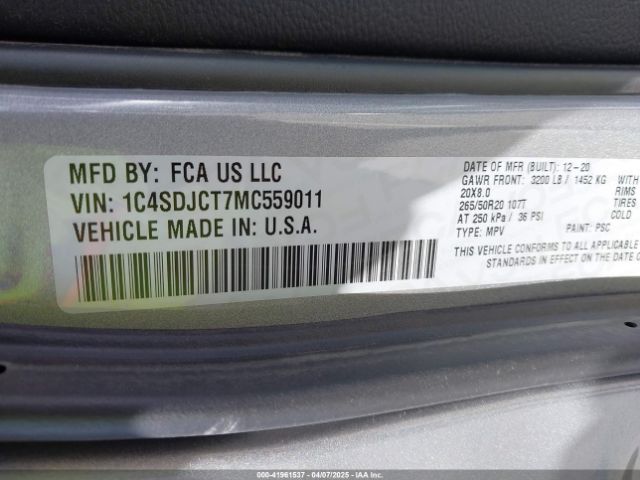 1C4SDJCT7MC559011 Dodge Durango R/t Awd