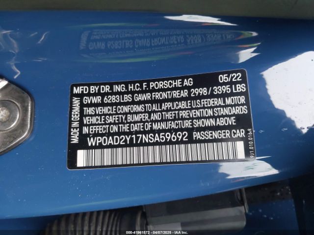 2022 PORSCHE TAYCAN WP0AD2Y17NSA59692 Photo 8