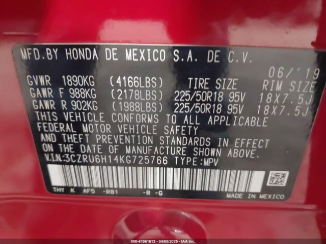 3CZRU6H14KG725766 Honda HR-V SPORT