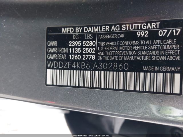 WDDZF4KB6JA302860 Mercedes-Benz E 300 4matic
