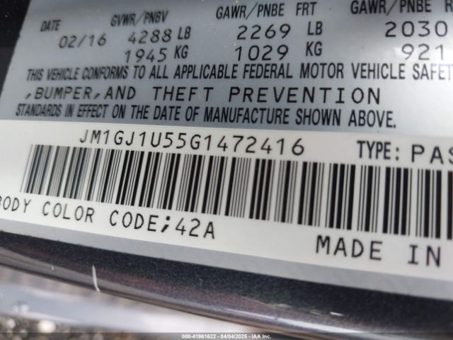 JM1GJ1U55G1472416 Mazda Mazda6 I Sport