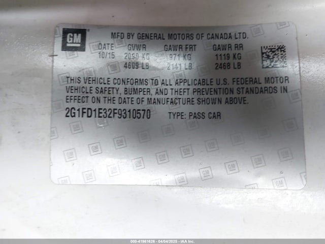 Chevrolet Camaro 1lt 2015 2G1FD1E32F9310570 Image 9