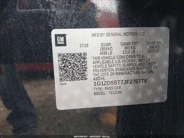 1G1ZD5ST7JF276778 Chevrolet MALIBU LT