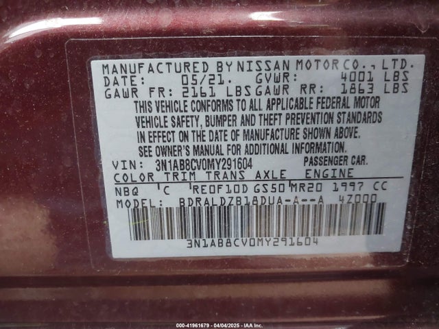 3N1AB8CV0MY291604 Nissan Sentra Sv Xtronic Cvt
