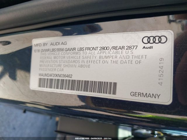 WAUM2AF20KN036462 Audi A6 55 Premium