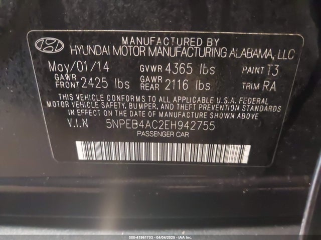 Hyundai SONATA GLS 2014 5NPEB4AC2EH942755 Image 9