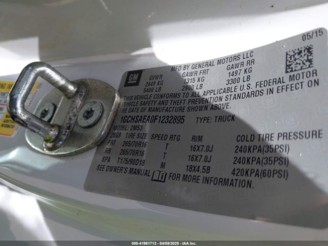 1GCHSAEA0F1232895 Chevrolet Colorado Wt