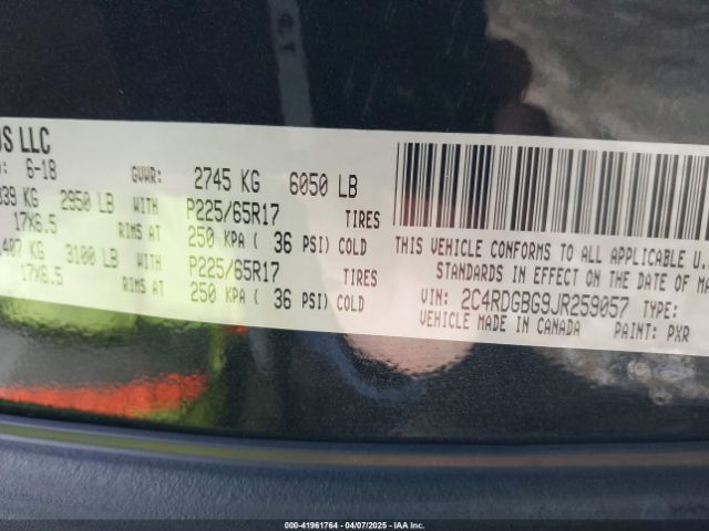 2C4RDGBG9JR259057 Dodge Grand Caravan Se