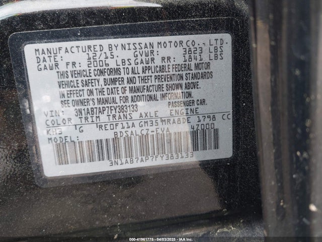 3N1AB7AP7FY383133 Nissan SENTRA S