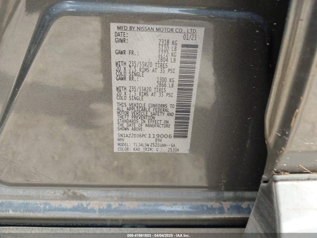 5N1AZ2DJ6PC119006 Nissan Murano Platinum Fwd