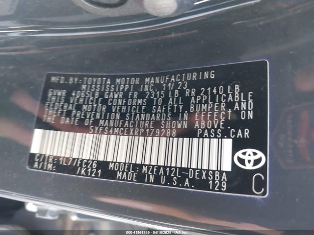 5YFS4MCEXRP179288 Toyota COROLLA SE