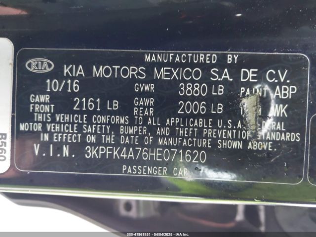 3KPFK4A76HE071620 KIA FORTE LX