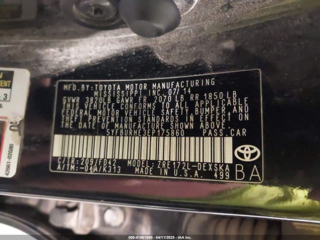 5YFBURHE3EP175860 Toyota Corolla S Plus