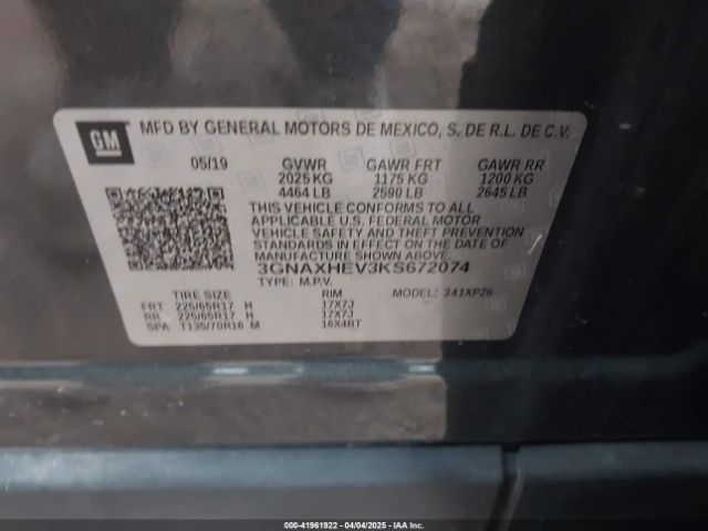 2019 CHEVROLET EQUINOX 3GNAXHEV3KS672074 Photo 8