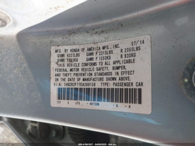 1HGCR2F77EA289156 Honda ACCORD EX