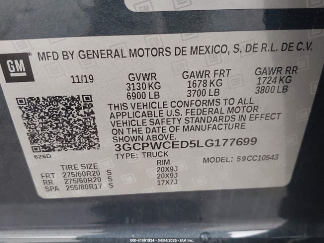 3GCPWCED5LG177699 Chevrolet Silverado 1500 2wd  Short Bed Lt