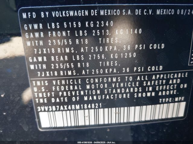 2024 VOLKSWAGEN TIGUAN 3VV3B7AX4RM184821 Photo 8
