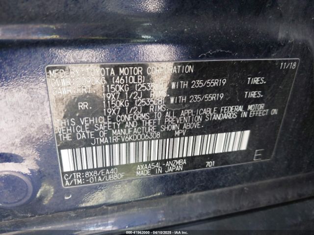 JTMA1RFV6KD006308 Toyota Rav4 Xle Premium