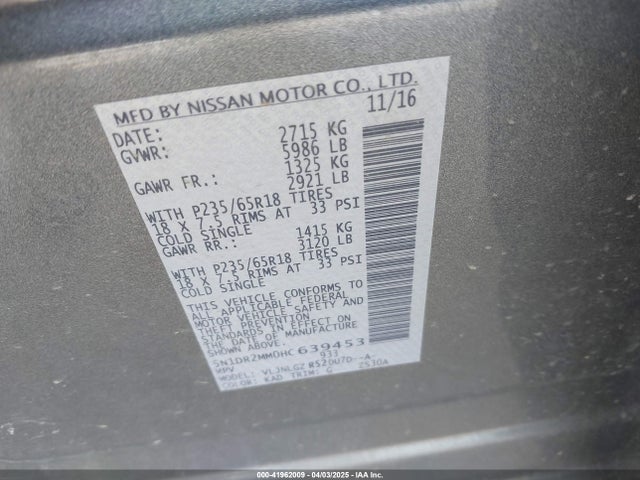 5N1DR2MM0HC639453 Nissan Pathfinder Sl