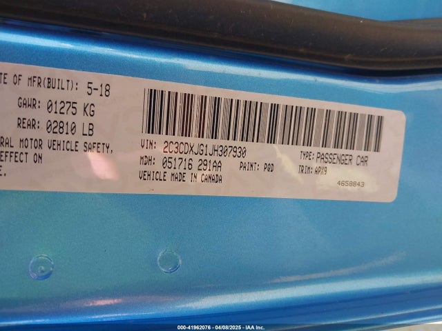 2C3CDXJG1JH307930 Dodge Charger Gt Awd