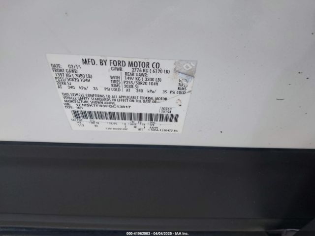 1FM5K7F83FGC13817 Ford Explorer Limited