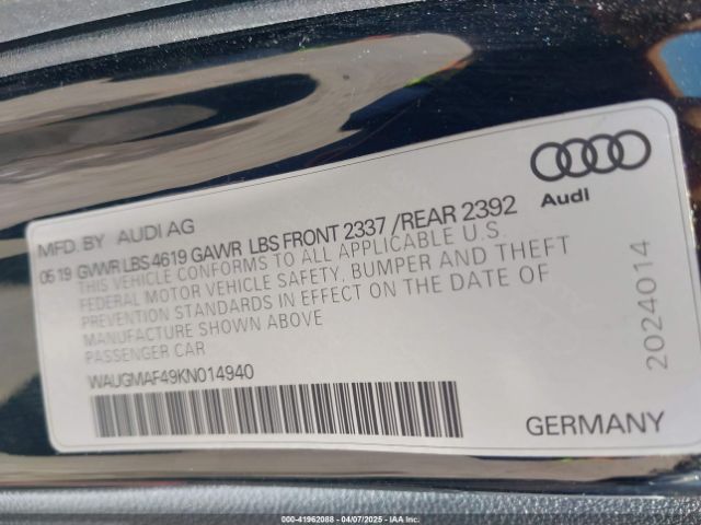 WAUGMAF49KN014940 Audi A4 40 Premium/40 Titanium Premium
