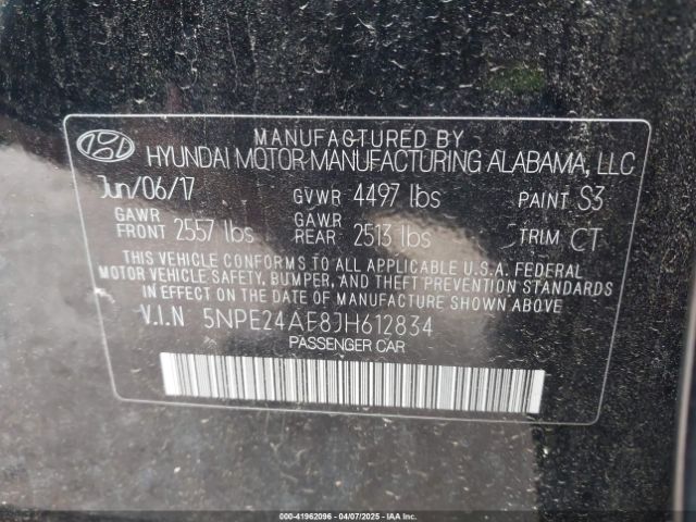 5NPE24AF8JH612834 Hyundai SONATA SE